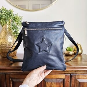 Tim & Simonsen Danish Designs Black Genuine Leather Crossbody Scandinavian Purse